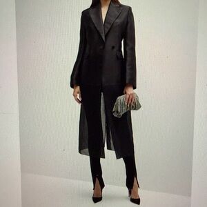 Gia Studios Silk Black Women's Jacket with Sheer Bottom